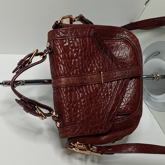 Tory Burch- Small Satchel/Crossbody- Embossed Pebble Leather- Oxblood Brown - Picture 1 of 16